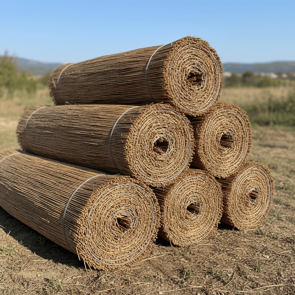 Rollos de carrizo tejidos a mano