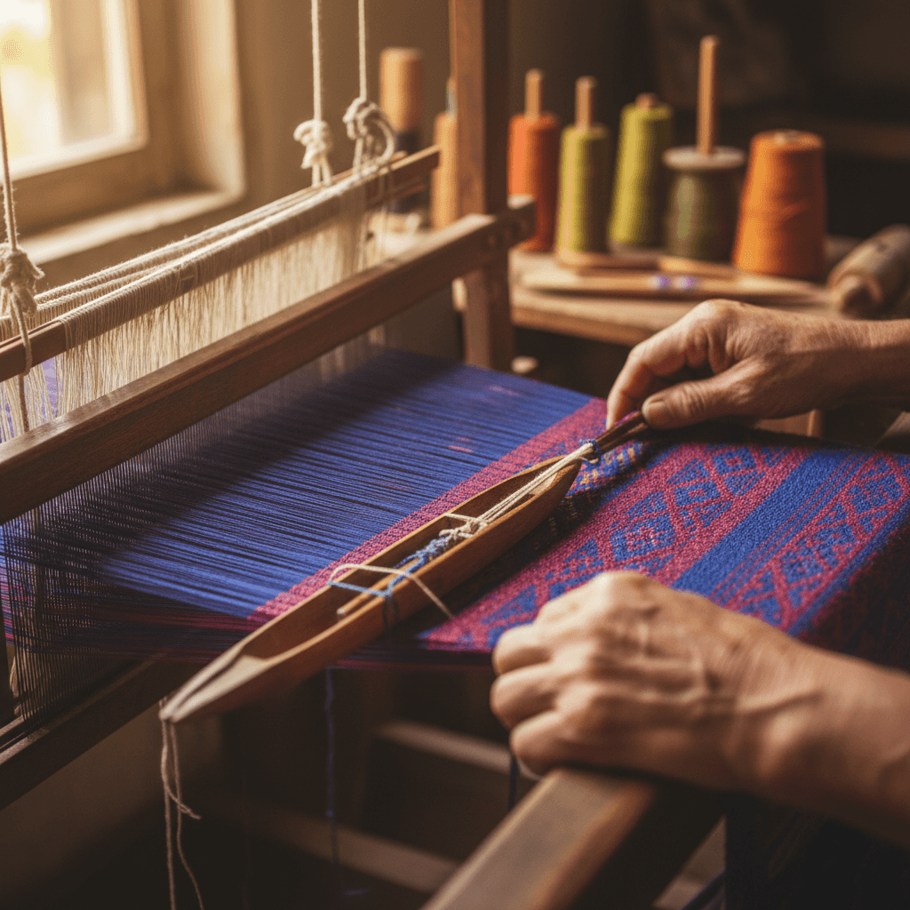 Artesanos tejiendo rollos de carrizo a mano con técnicas tradicionales